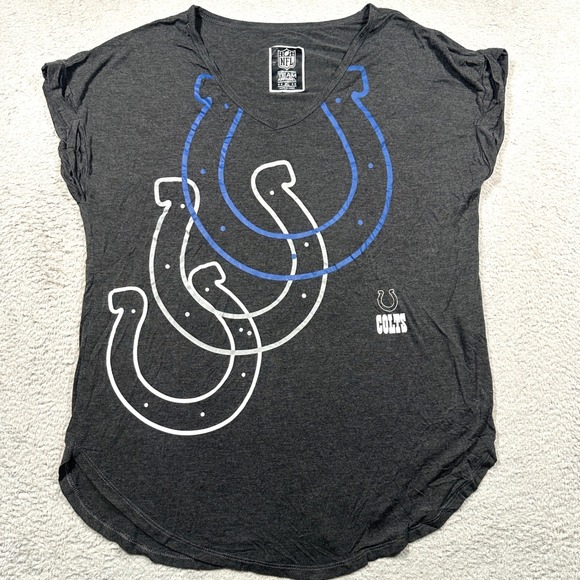 NFL Team Apparel Tops - NFL Team Apparel Indianapolis Colts Top Womens XL Gray Horseshoe Graphic V-Neck